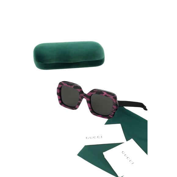 RETAIL $545 Gucci Oversized Purple Leopard Sunglasses*NEW in case*COA card cloth - Picture 5 of 5